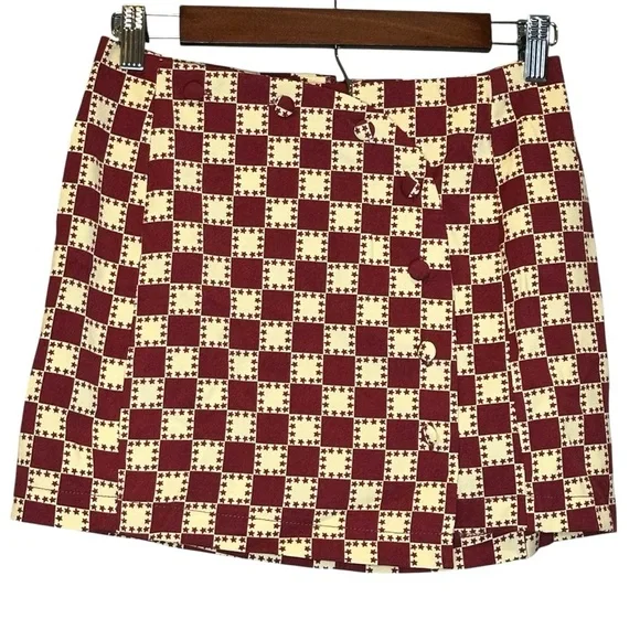 (Sold) Urban Outfitters Mini Skirt Women’s Size Small Red Yellow Check Print New - Picture 3 of 12